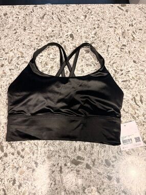 lululemon athletica Black Satin-Feel Crossback Longline Sports Bra